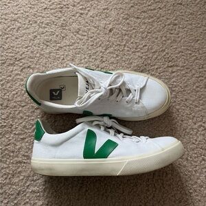 Veja White Sneakers with Green Details